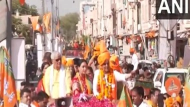 India News | Lok Sabha Polls: BJP's Kangana Ranaut Holds Roadshow in Rajasthan's Barmer