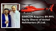 Business News | Exhicon Acquires 89.99 Percent of United Helicharters