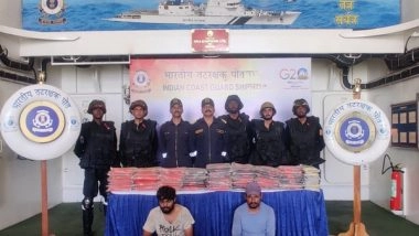 India News | Indian Coast Guard Seizes 173 Kg Narcotics from Fishing Boat in Arabian Sea; Two Apprehended