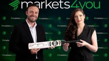 Business News | Markets4you Celebrates 17 Years with Cricket Legend AB De Villiers as Brand Ambassador