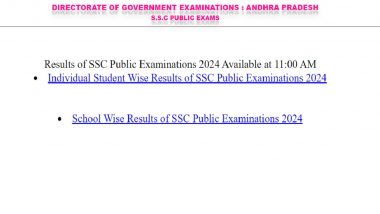 AP SSC Result 2024 Declared: Andhra Pradesh Class 10 Board Exam Results Out at bse.ap.gov.in, 86.69% Students Pass; Know Steps To Check Scores