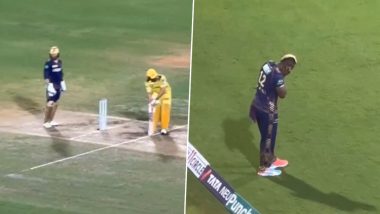 Andre Russell Covers His Ears As MS Dhoni Receives Loud Cheers While Coming Out To Bat During CSK vs KKR IPL 2024 Match, Video Goes Viral