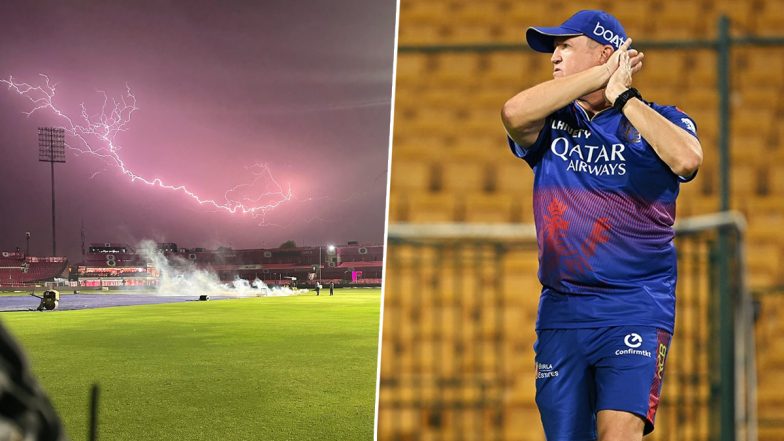 RCB Head Coach Andy Flower Captures Stunning Landscape of Lightning at Sawai Mansingh Stadium in Jaipur, Team Shares Viral Picture