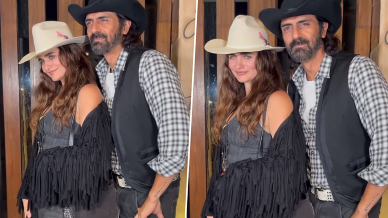 Arjun Rampal and Gabriella Demetriades Set Couple Fashion Goals With Cowboy Look at an Event (Watch Video)