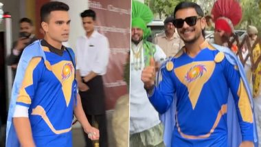 Ishan Kishan, Arjun Tendulkar Spotted in Punishment Superman Jumpsuits While Travelling Following PBKS vs MI IPL 2024 Match (Watch Video)