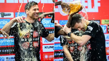 Bayer Leverkusen Players Shower Beer Over Coach Xabi Alonso During a Press Conference After Winning Bundesliga Title for First Time in History, Video Goes Viral
