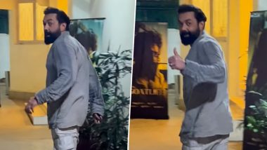 Bobby Deol Smiles and Winks at Paparazzi on Being Spotted at Aadujeevitham aka The Goat Life Special Screening (Watch Video)