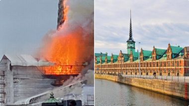 Borsen Stock Exchange Building on Fire: Massive Blaze Engulfs Historic Building in Denmark’s Copenhagen, No Injuries Reported So Far (Watch Videos