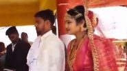 Karnataka Lok Sabha Elections 2024: Couple Cast Their Votes at Polling Booth in Chitradurga's Vijapur Village on Their Wedding Day (Watch Video)