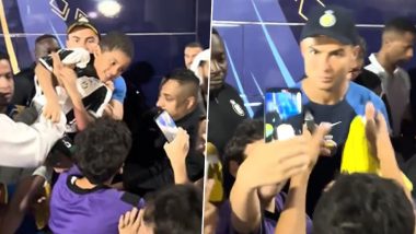 Cristiano Ronaldo Signs Autographs and Takes Selfies With Fans After Al-Nassr Training Session Ahead of Clash Against Al-Hilal in Saudi Super Cup 2024 (Watch Video)