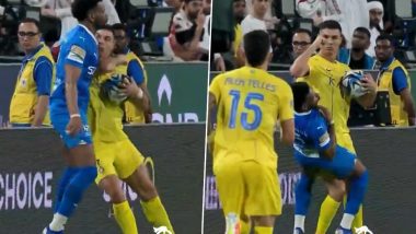 Cristiano Ronaldo Shown Red Card for Hitting Opposition Player With Elbow During Al-Nassr vs Al-Hilal Saudi Super Cup 2024 Semifinal, Videos Go Viral