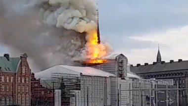 Borsen Stock Exchange Fire Videos: Massive Blaze Engulfs Historic Building in Copenhagen, Spire Collapses; Netizens Draw Parallel With Notre-Dame Fire Incident