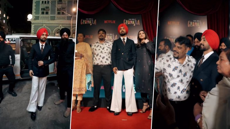 Diljit Dosanjh Exudes Charm in Formal Attire at Amar Singh Chamkila Premiere; Actor Shares Highlights From the Screening of the Netflix Film (Watch Video)