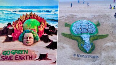 Earth Day 2024 Sand Art: Artist Sudarsan Pattnaik's Breathtaking Masterpiece Honours the Global Environmental Movement (View Pics)