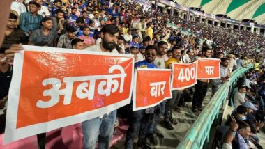 Fans Hold Placards Reading 'Abki Baar 400 Paar' at Ekana Cricket Stadium During LSG vs DC IPL 2024 Match, Video and Pics Go Viral