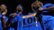 Hardik Pandya Presented Special Jersey By Lasith Malinga Ahead of RR vs MI IPL 2024 As He Completes 100 Matches for Mumbai Indians (Watch Video)
