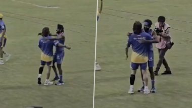 Hardik Pandya Runs Towards MS Dhoni, Hugs Him During Training at the Start of MI vs CSK IPL 2024 Match; Video Goes Viral