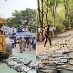 Hyderabad: Police Destroy 1,000 Modified Silencers of Bikes by Crushing Them Under Road Roller (Watch Video)