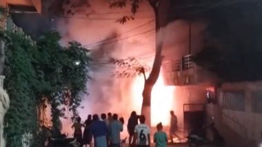 Telangana Fire: Blaze Erupts at Phenyl Manufacturing Unit in Malkajgiri, No Casualties Reported (Watch Video)