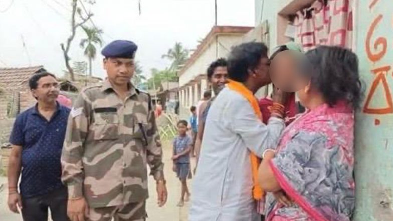 Khagen Murmu Kissing Controversy: BJP Candidate Kisses Woman During Election Campaign in Malda, TMC Shares Pics Taken From Facebook Live Video