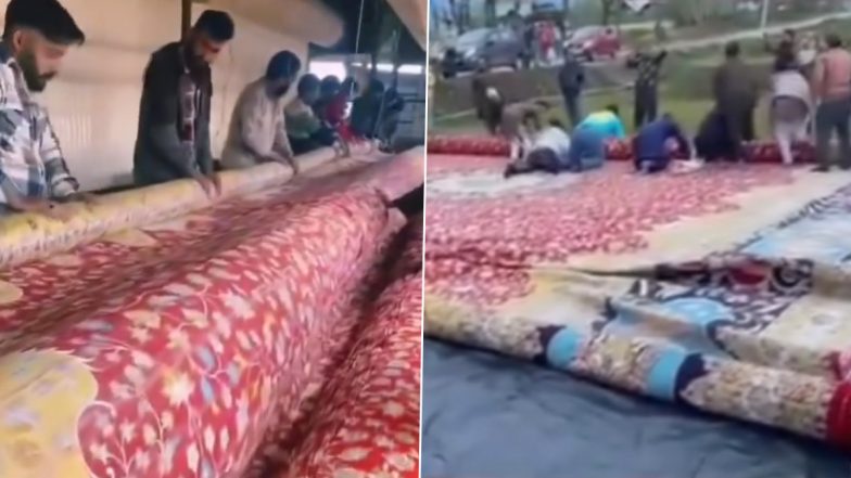 World’s Largest Handmade Carpet: Kashmiri Artisans Weave 2880 Sq Ft Handmade Carpet (Watch Video)