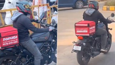 Zomato Delivery Agent Delivers Food on Harley Davidson, Viral Video Stuns Internet