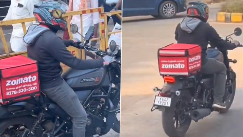 Zomato Delivery Agent Delivers Food on Harley Davidson, Viral Video Stuns Internet