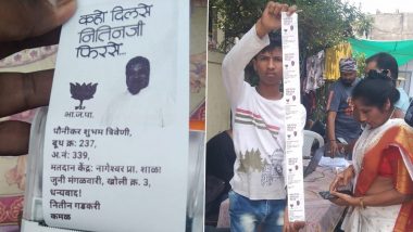 Voter Slip With Nitin Gadkari's Name, Photo and BJP 'Lotus' Symbol Printed By Machine Near Polling Station in Nagpur, Allege Netizens; Share Videos Questioning ECI