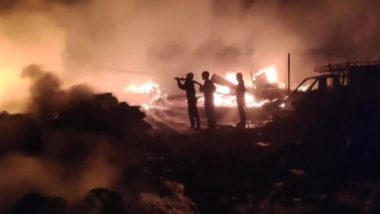 Ghaziabad Fire: Blaze Erupts at Warehouse in Khoda, No Casualties Reported (Watch Video)