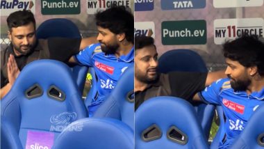 Hardik Pandya Reunites With Former Mumbai Indians Teammate Ambati Rayudu After MI vs RR IPL 2024 Match, Has Friendly Chat (Watch Video)