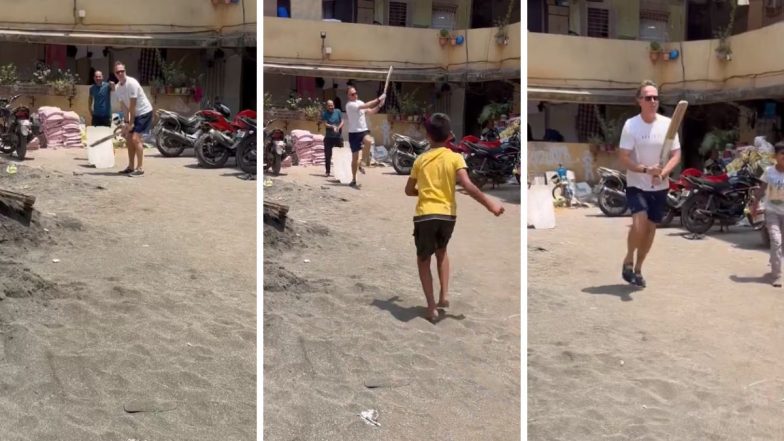 Michael Vaughan Enjoys Street Cricket in Mumbai With Children, Takes Cheeky Dig at Indian 'Test Pitches' (Watch Video)