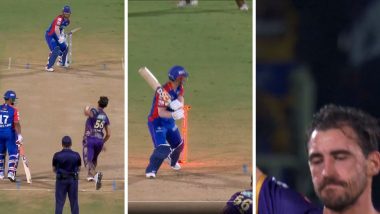 Castled! Mitchell Starc Has the Last Laugh in the Australian Battle Against David Warner During DC vs KKR IPL 2024 Match (Watch Video)
