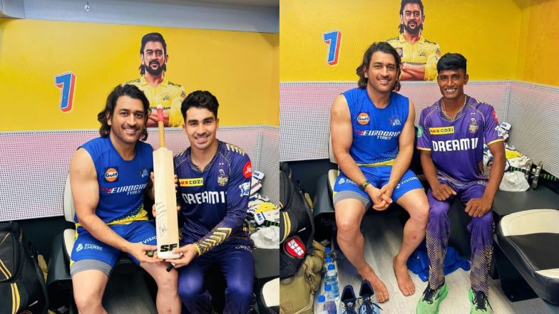 Rahmanullah Gurbaz, Sakib Hussain Share Frame With MS Dhoni Following CSK vs KKR IPL 2024 (See Pic)