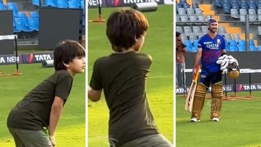 Adorable! Mohammad Nabi's Son Impresses Glenn Maxwell With His Reverse-Sweep Ahead of MI vs RCB IPL 2024 (Watch VIdeo)