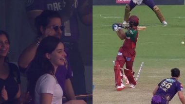 Shah Rukh Khan Appreciates Mitchell Starc's Lethal Delivery to Dismiss Arshad Khan During KKR vs LSG IPL 2024 Match, Pic Goes Viral
