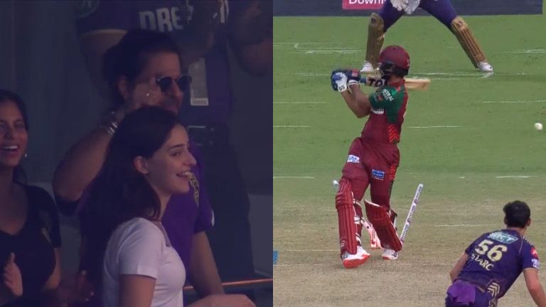 Shah Rukh Khan Appreciates Mitchell Starc's Lethal Delivery to Dismiss Arshad Khan During KKR vs LSG IPL 2024 Match, Pic Goes Viral