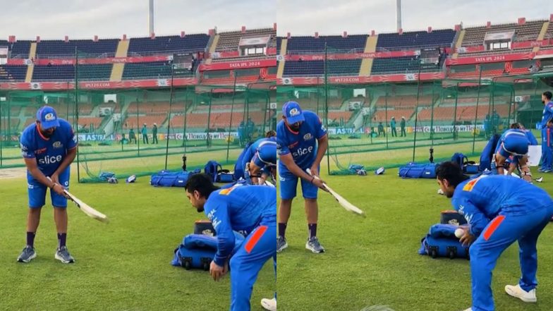 Rohit Sharma Gives Catching Practice to Ishan Kishan Ahead of RR vs MI IPL 2024 Match (Watch Video)