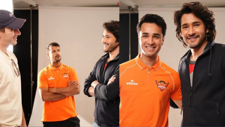 SunRisers Hyderabad Cricketers Pat Cummins, Mayank Agarwal and Abhishek Sharma Meet Tollywood Superstar Mahesh Babu Amidst IPL 2024 (See Pics)