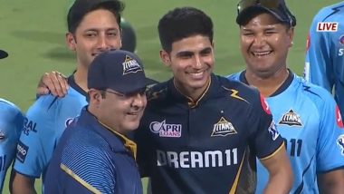 Shubman Gill Felicitated By Gujarat Titans Management for Completing 100 Indian Premier League Matches Ahead of DC vs GT IPL 2024 Clash (Watch Video)