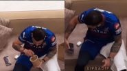 Virat Kohli Enjoys Lunch in Hotel With Cricket Content on Phone Before Practice Session Ahead of GT vs RCB IPL 2024 Match (Watch Video)