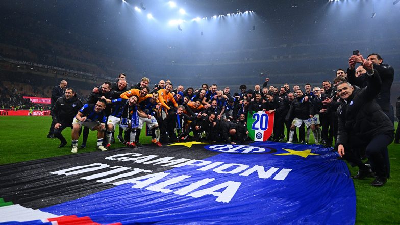 Inter Milan Wins Serie A 2023-24, Beat AC Milan 2-1; Francesco Arcebi, Marcus Thuram Score To Seal 20th Title for the Black and Blues