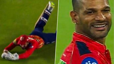 Jitesh Sharma Trips and Falls While Trying To Prevent Boundary During GT vs PBKS IPL 2024 Match, Leaves Shikhar Dhawan in Splits (Watch Video)