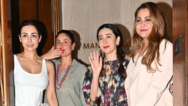 Kareena Kapoor Khan, Karisma Kapoor, Malaika Arora, and Amrita Arora Stun in Style at Manish Malhotra’s Dinner Party (Watch Video)