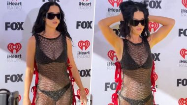 Katy Perry Goes Bold in a Mesh Dress, Flaunts Black Bra and Underwear at 2024 iHeartRadio Music Awards (Watch Video)