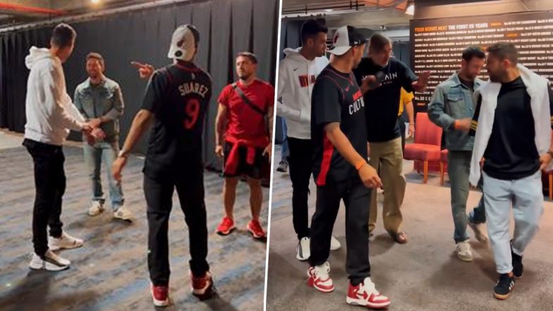 Lionel Messi, Luis Suarez, Jordi Alba and Sergio Busquets Spotted at Kaseya Center Ahead of Miami Heat vs Boston Celtics NBA Playoffs 2024 Game 4 (Watch Video)