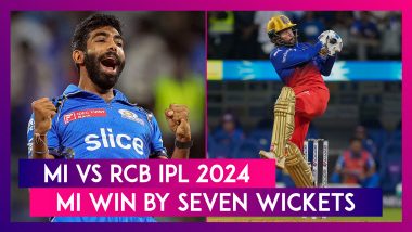 MI vs RCB IPL 2024 Stat Highlights: Jasprit Bumrah Leads Mumbai Indians to Dominant Win