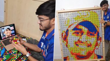 MS Dhoni Rubik's Cube Art: Fan Creates CSK Star's Face With Twisty Puzzle Amidst IPL 2024, Video of Artwork Goes Viral