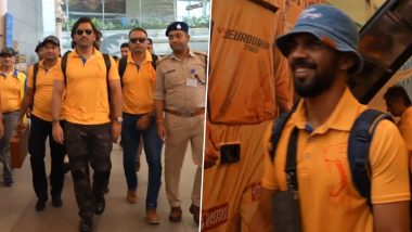 MS Dhoni, Ruturaj Gaikwad and Other Chennai Super Kings Cricketers Arrive in Mumbai Ahead of MI vs CSK IPL 2024 Match (Watch Video)