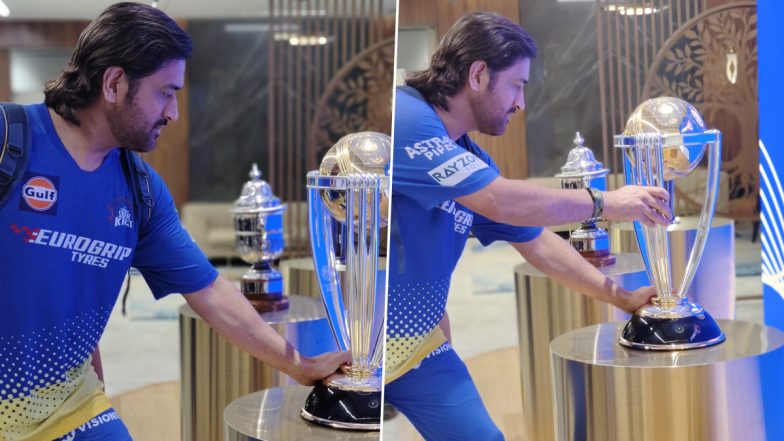 MS Dhoni Touches 2011 ICC World Cup Trophy After Visiting BCCI Headquarters Ahead of MI vs CSK IPL 2024 Match, Nostalgic Fans React