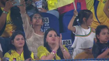 MS Dhoni’s Wife Sakshi Singh Rawat, Daughter Ziva Attend SRH vs CSK IPL 2024 Match at Rajiv Gandhi International Stadium, Pics Go Viral